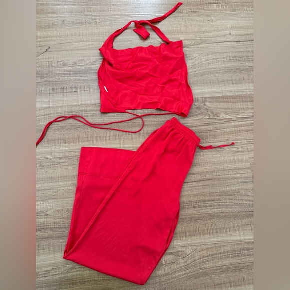 Zara Pants - Zara Vibrant Red Satin Pant set